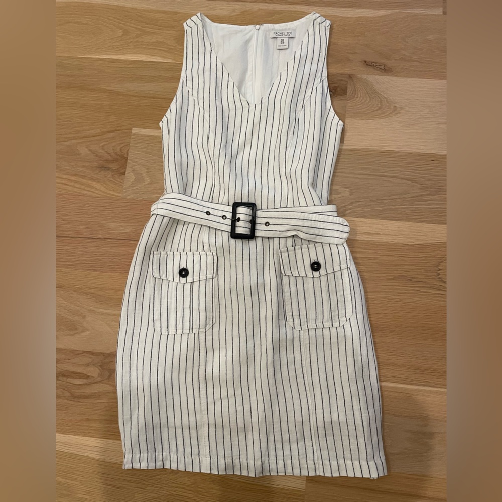 NWOT Rachel Zoe white and black pin striped dress